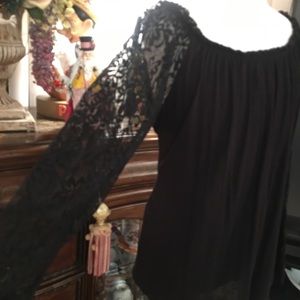 Black lace long sleeve top